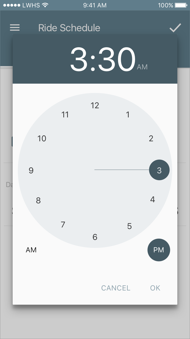 Uber Scheduler screenshot Kevin Hou project time picker v1