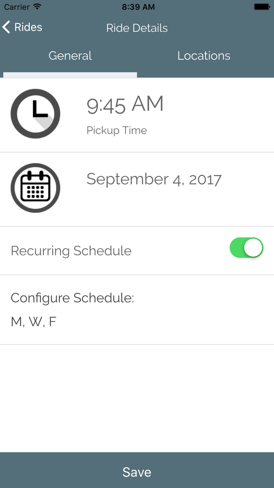 Uber Scheduler screenshot Kevin Hou project general settings