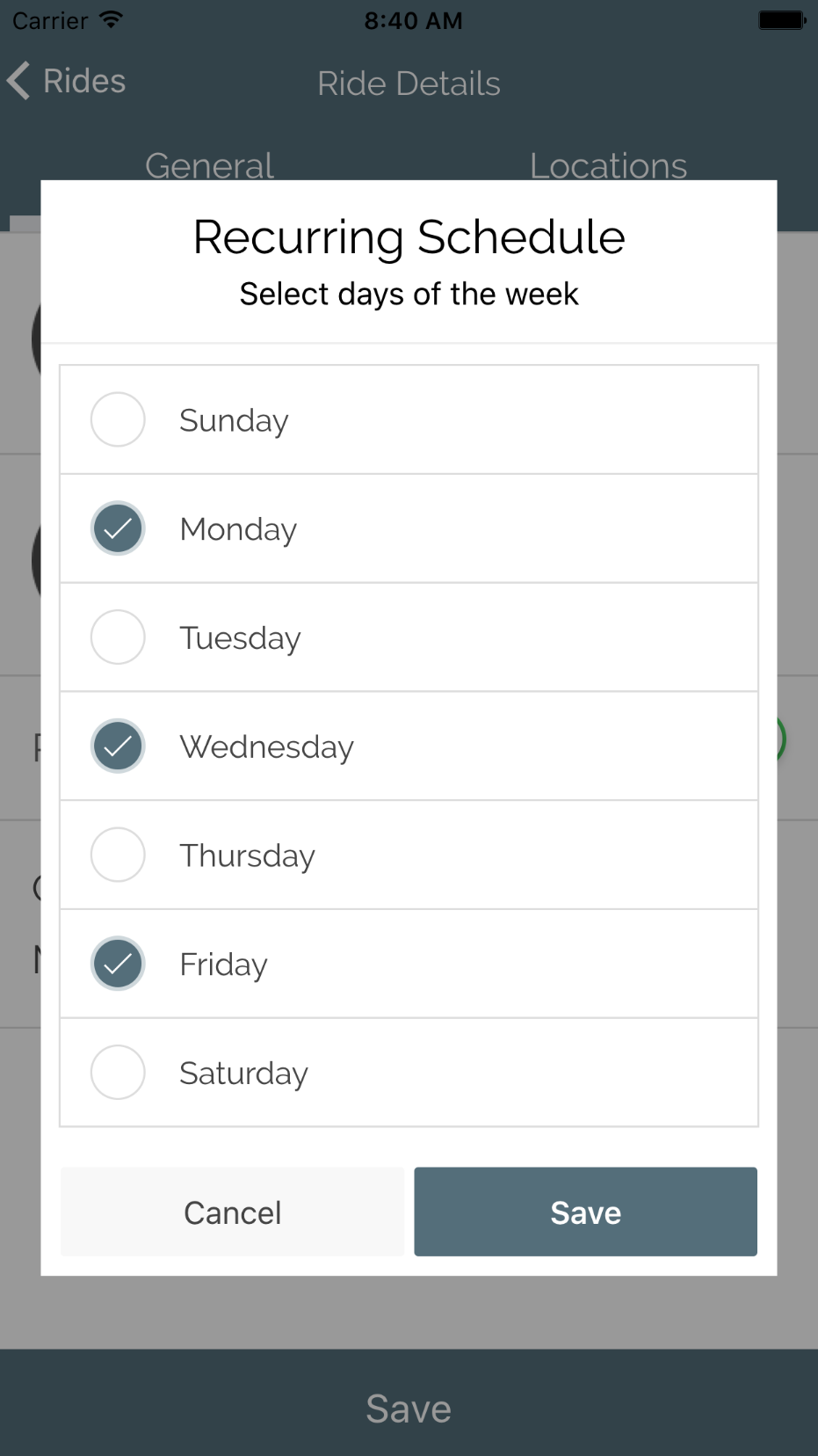 Uber Scheduler screenshot Kevin Hou project schedule configuration