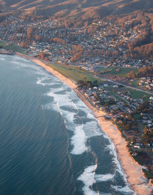 Aerial View of Half Moon Bay Beach