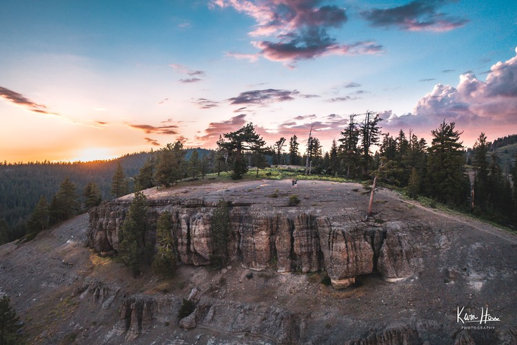 Bear Valley Bloods Ridge Sunset Drone Landscape Blue and Pink Panorama