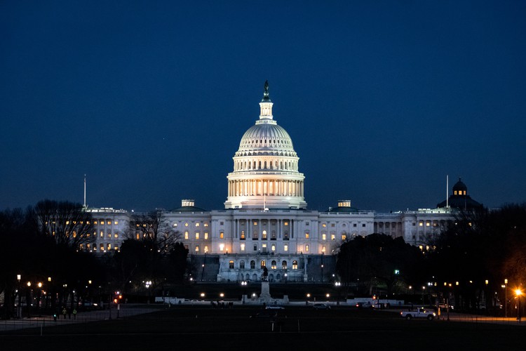 Capitol Building Night Landscape Zoom