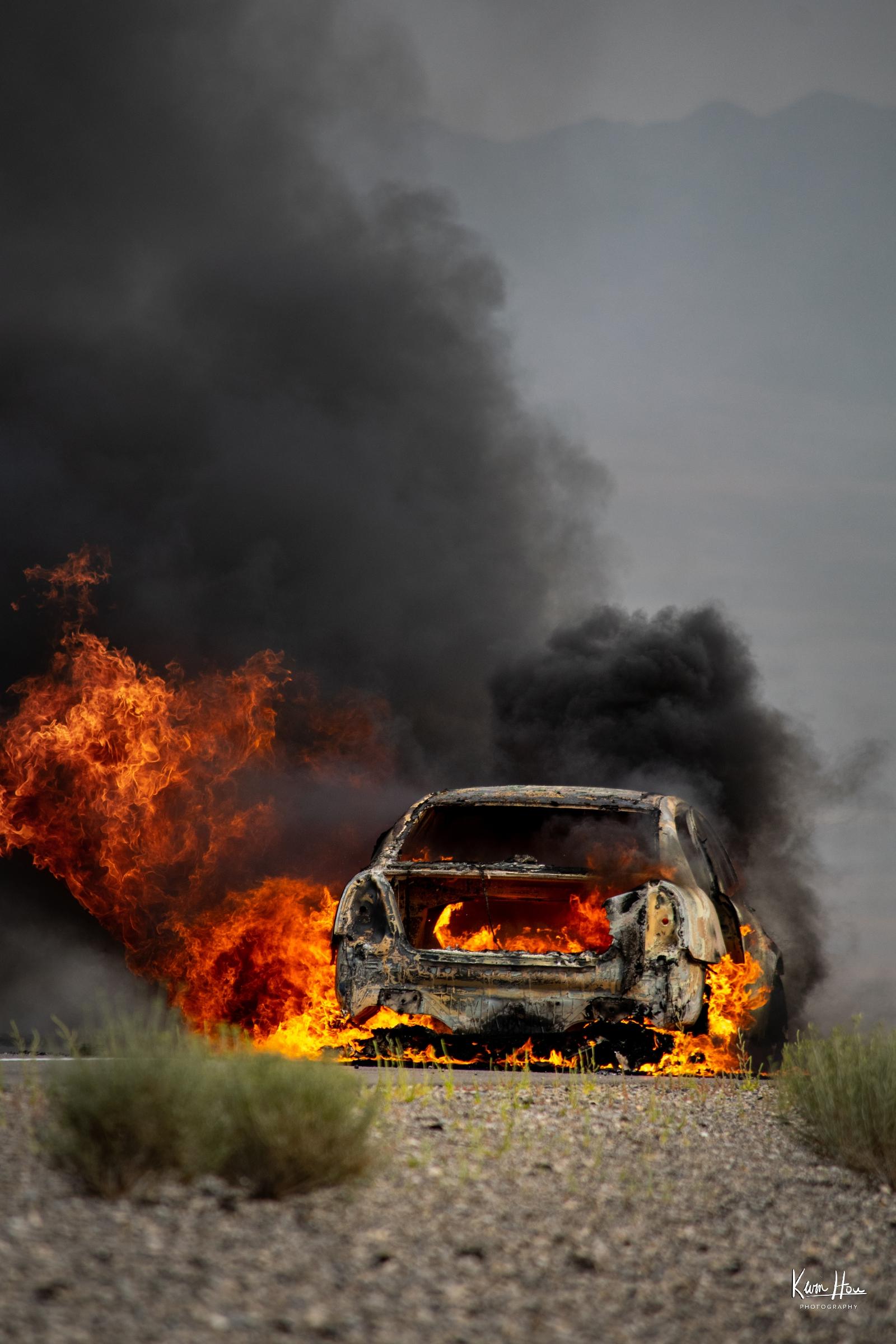 Car Burning Cross Country Roadtrip