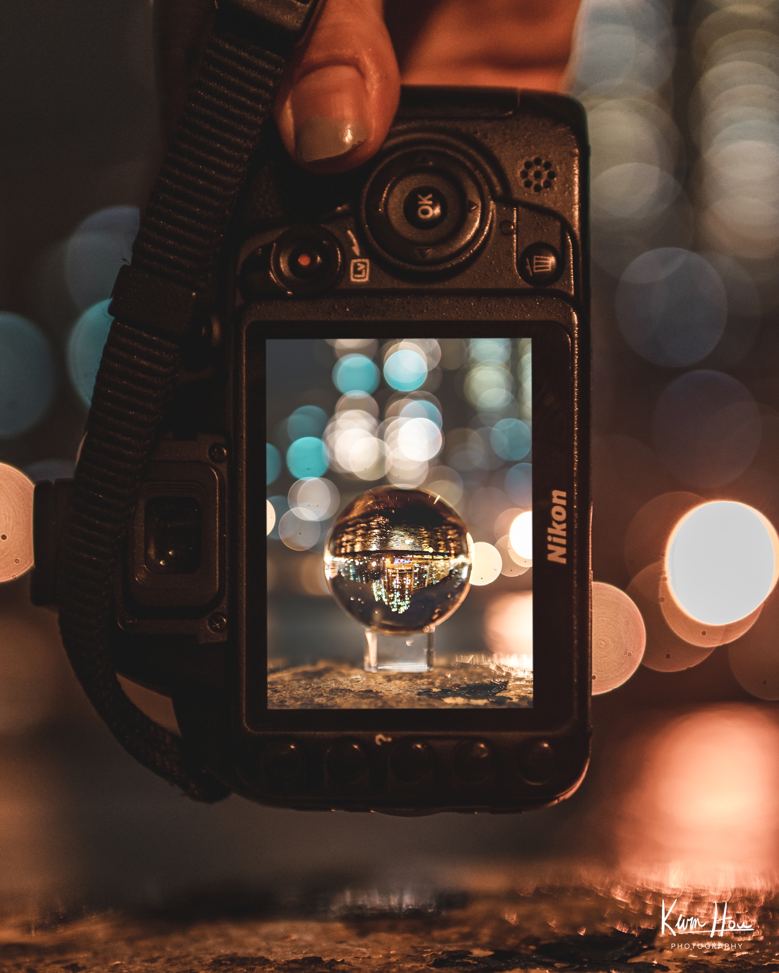 DSLR With Lensball Image on Screen | Kevin Hou Photography