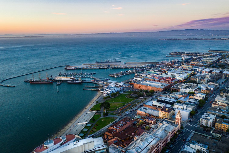 Fisherman's Wharf at Sunset by Drone