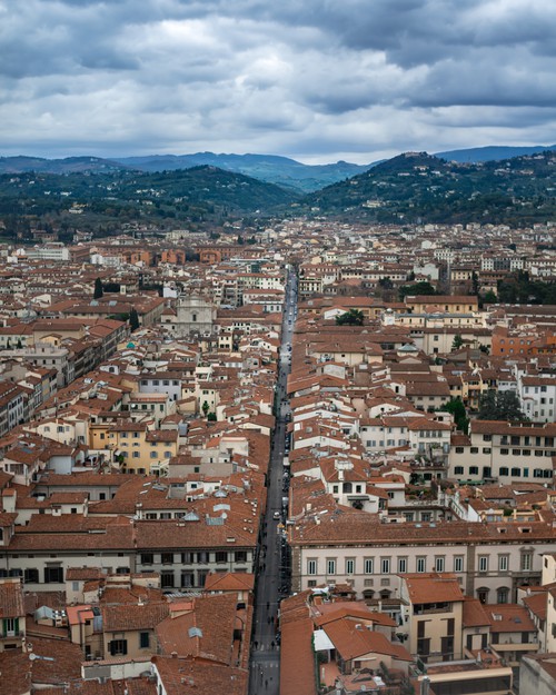 Florence Portrait View of City Looking Down Road