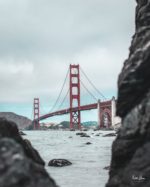 Golden Gate Bridge Peering Through Rocks