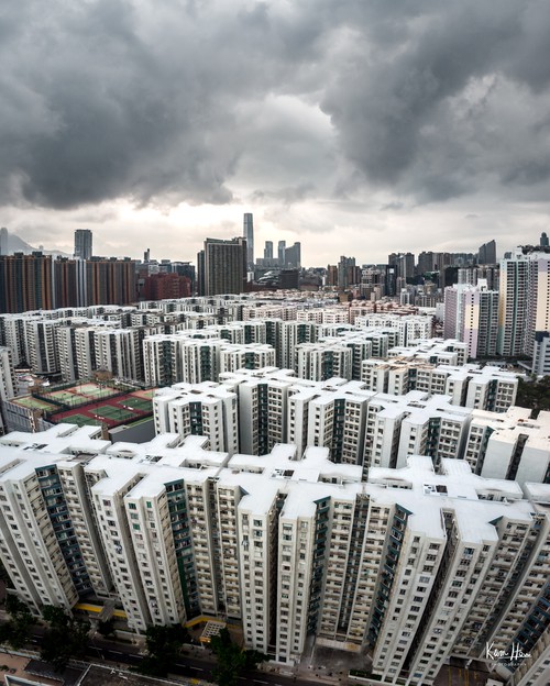 Hong Kong Grid Apartment Drone Vertical