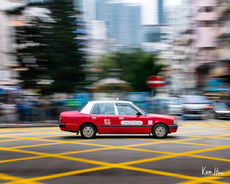 Hong Kong Red Taxi Motion Blur (Horizontal)