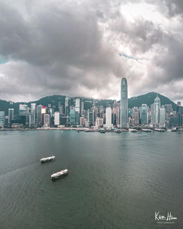 Hong Kong Skyline Day Drone - Vertical