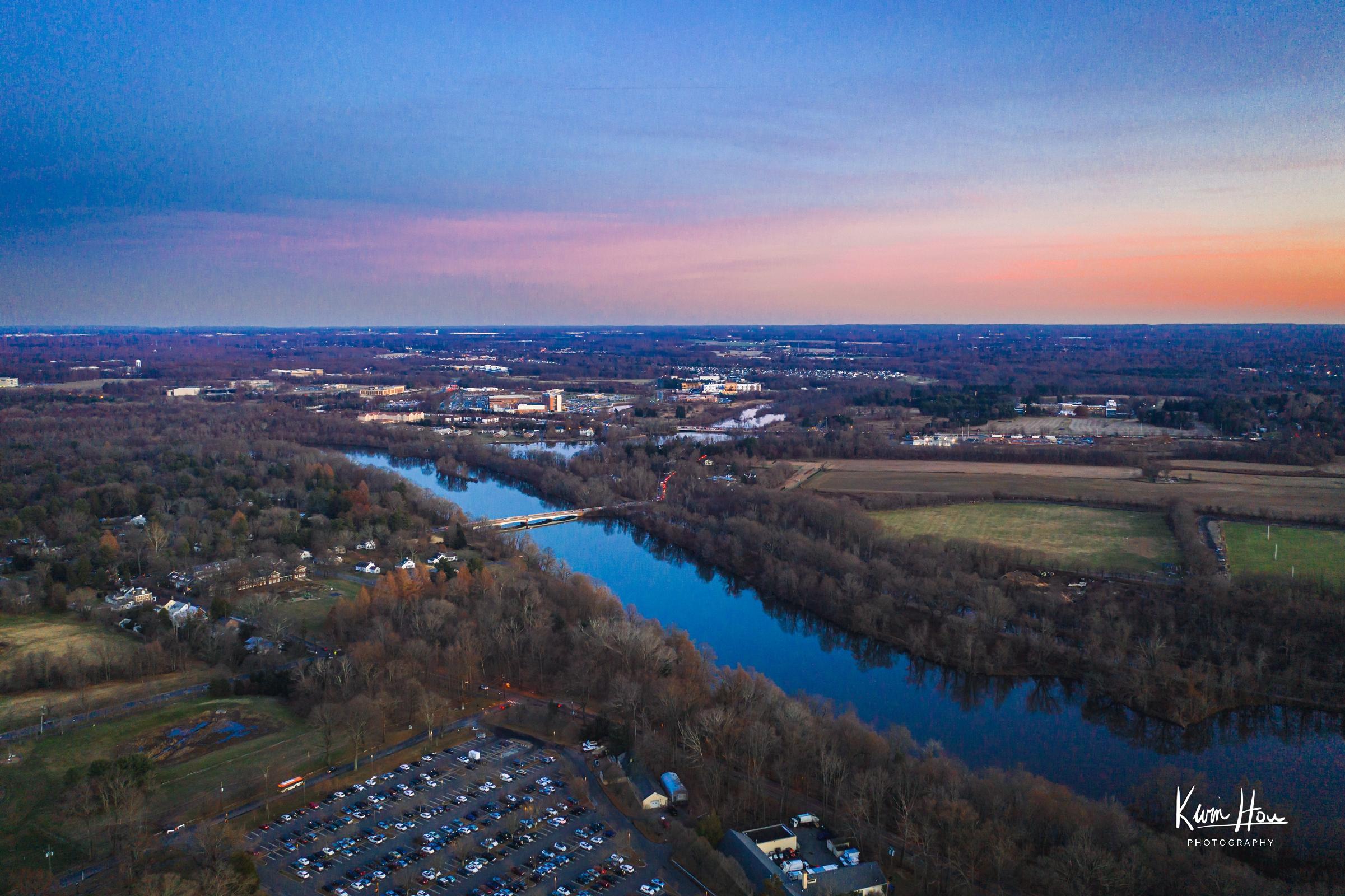 Lake Carnegie at Sunset Drone