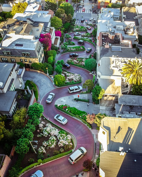 Lombard Street Drone Vertical Angled