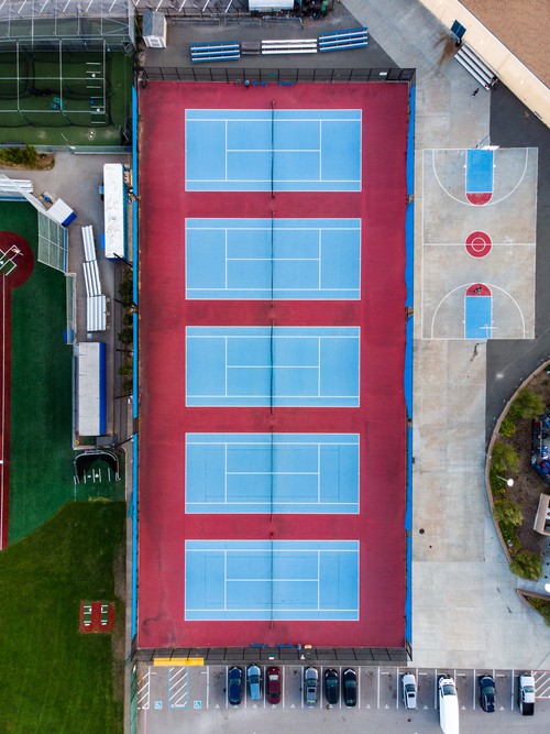 Marin High School Tennis Courts Drone Top Down