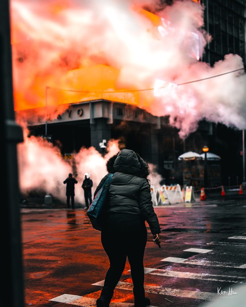 New York Times Square Smoke Looks Like Fire