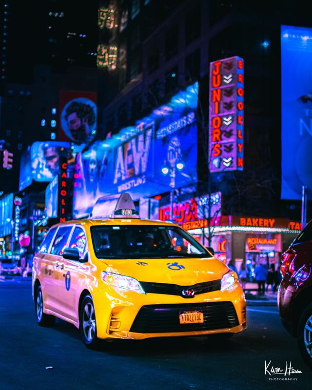 New York Times Square Taxi Car Neon Cyberpunk