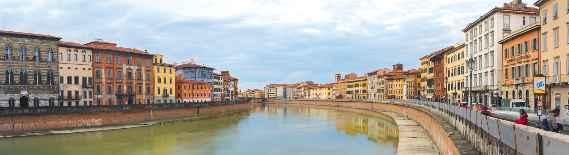 Panorama of Arno River in Pisa, Italy