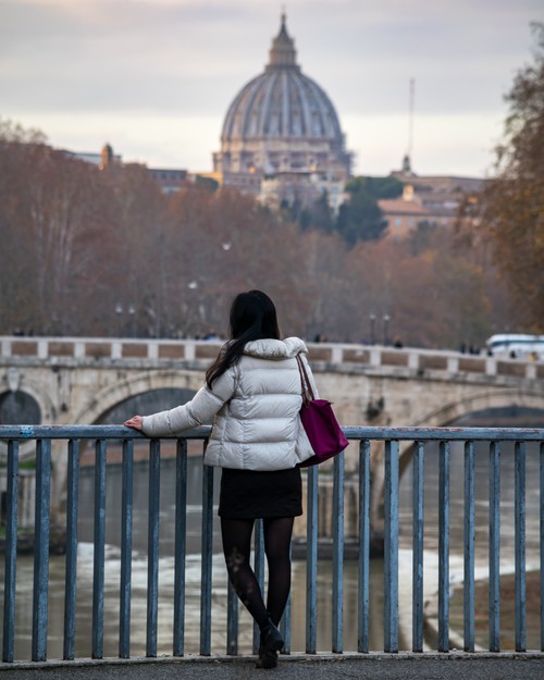 Portrait in Front of Vatican on Bridge at Sunset