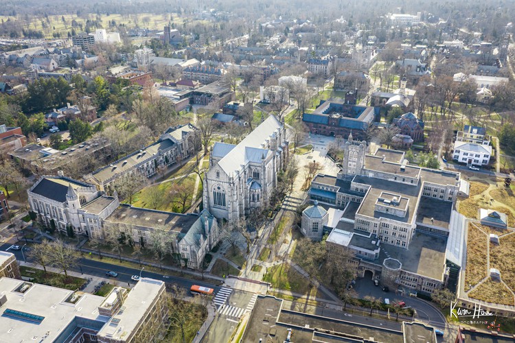 Princeton University Chapel and Surrounding Campus by Drone
