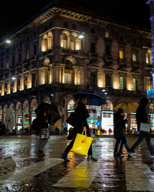 Rain Walking Motion Blur in Milan