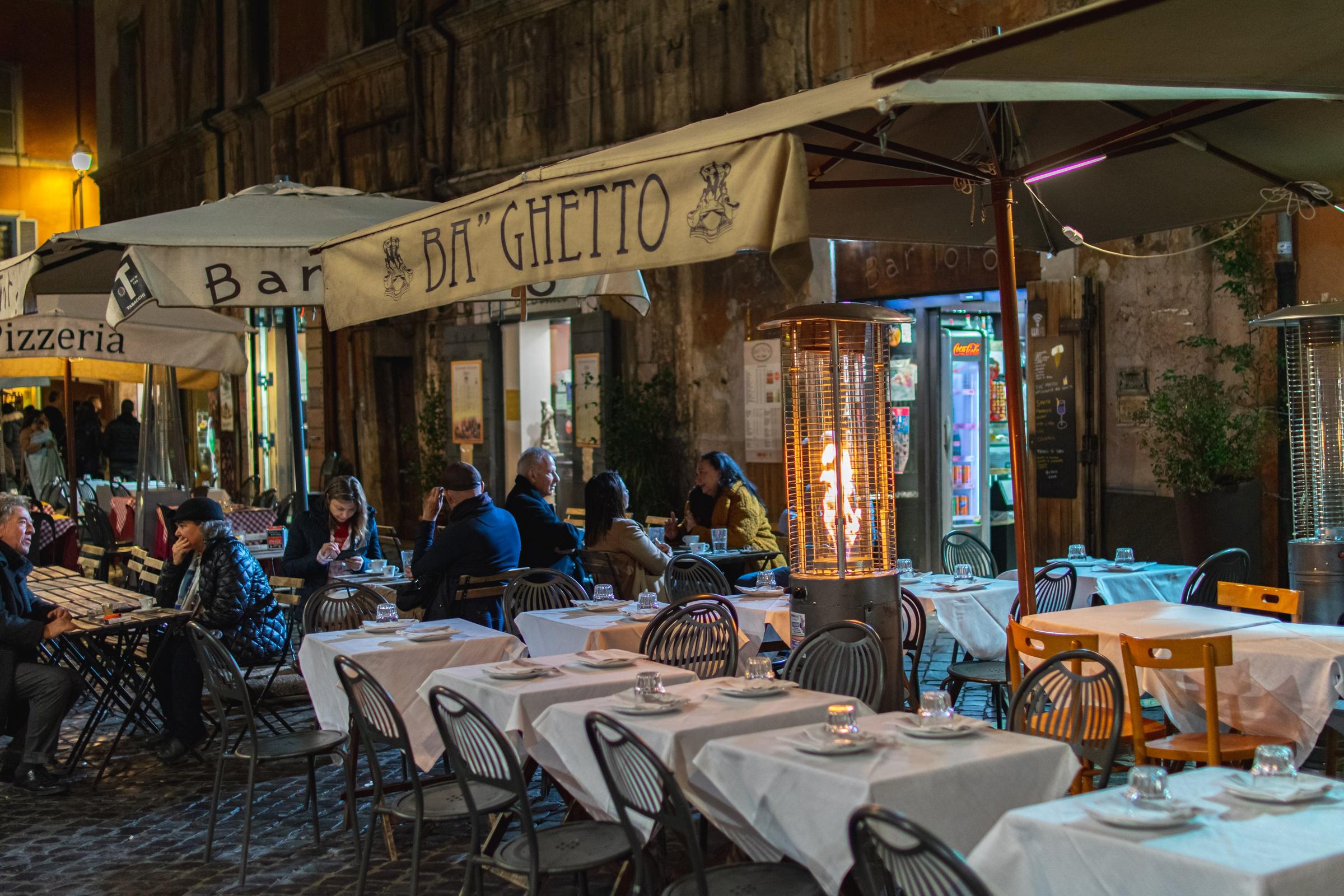 Restaurant at Night in Rome, Italy