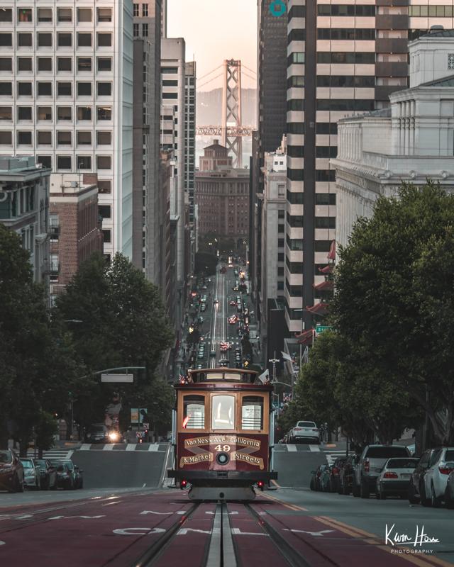 San Francisco California and Powell Street Trolly