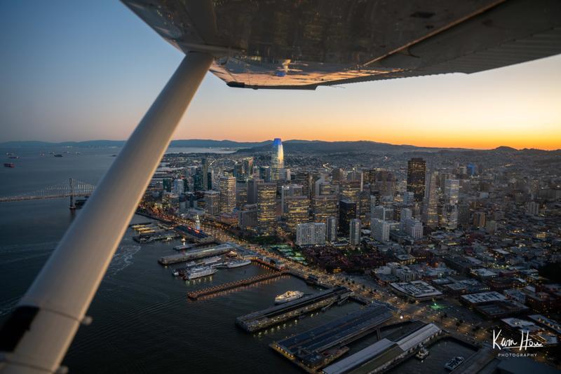 San Francisco Sunset Skyline Landscape from Plane