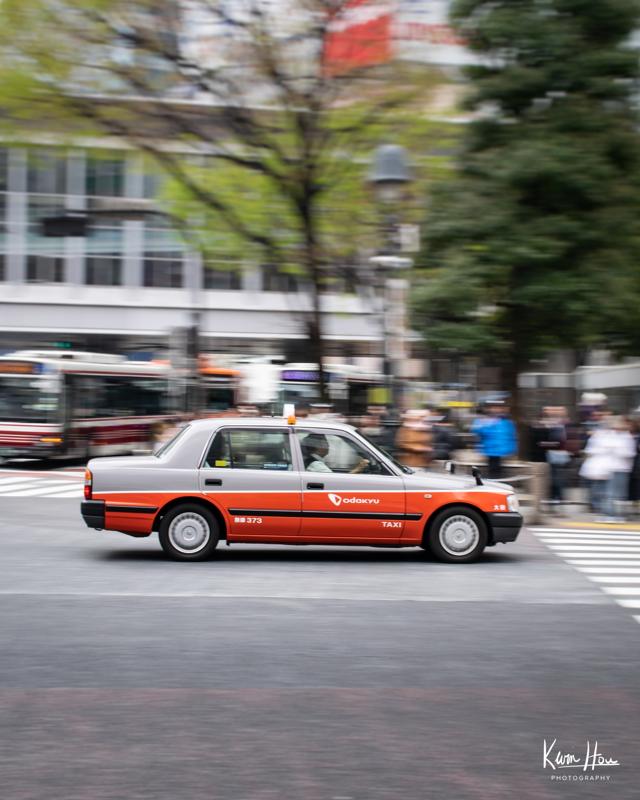 Shibuya Crossing Taxi Motion Blur