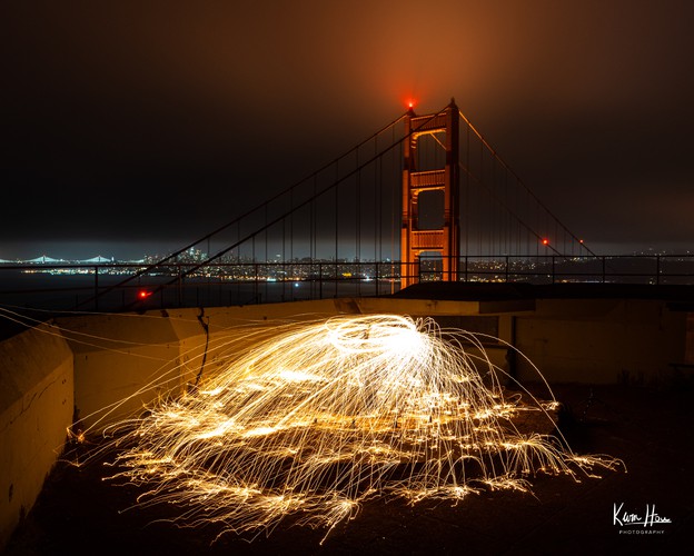 Steel Wool in Front of Golden Gate Bridge (Landscape)