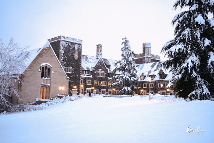 Whitman Upper Courtyard in Snow