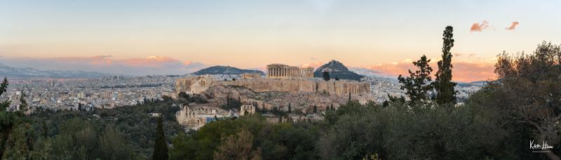 Acropolis at Sunset from Filopappou Hill Panorama