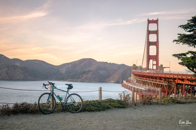 Gravel Bike at Golden Gate Bridge at Sunset